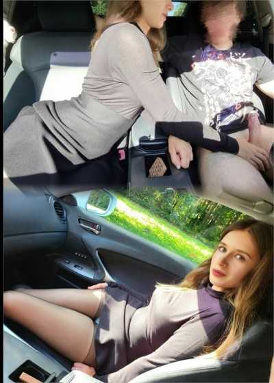 我們正要回家,但我還是忍不住停下來,在車裡吸吮他的肉棒